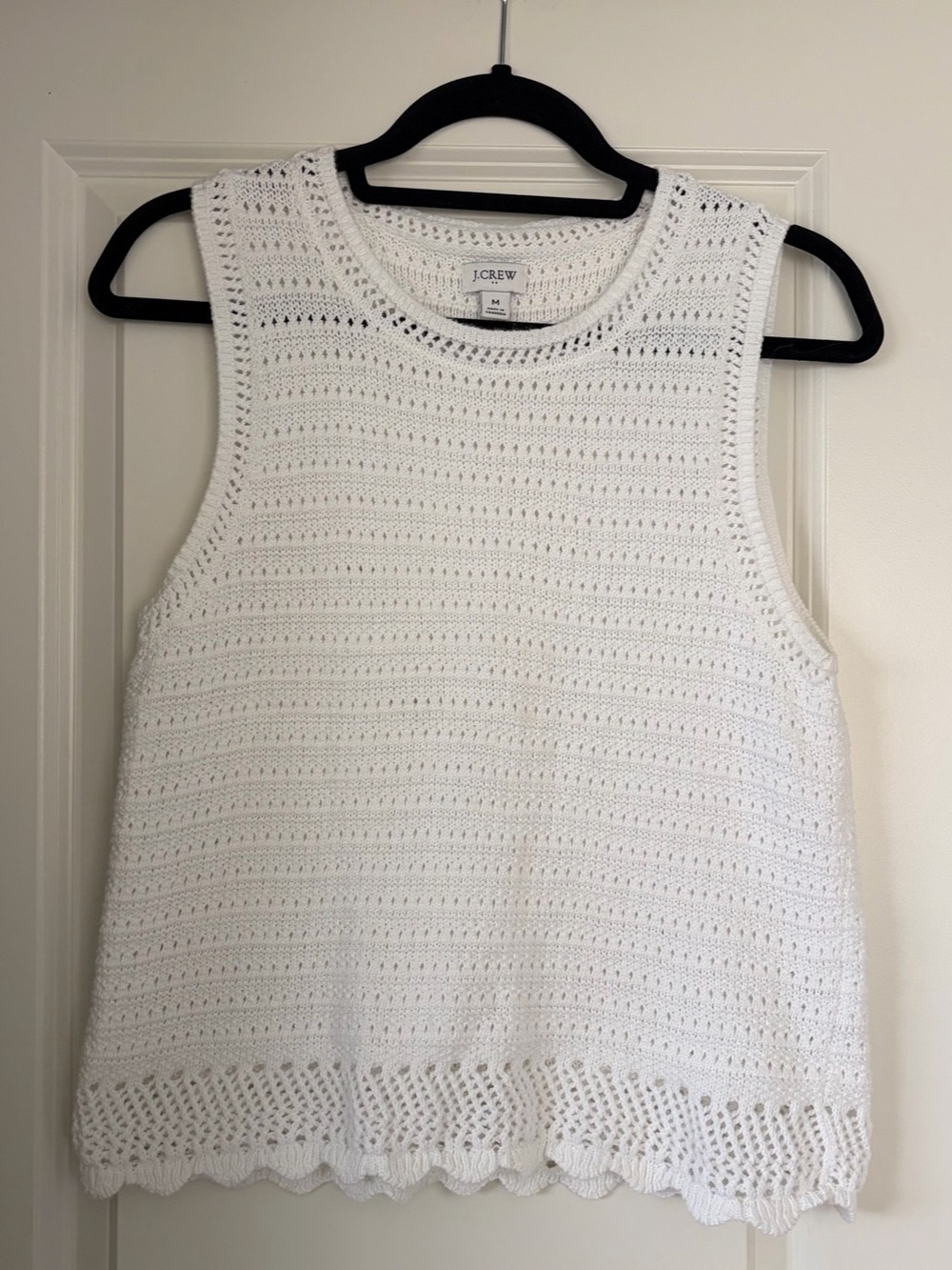 J.Crew 100% Cotton Crochet Tank Top in White Size Medium